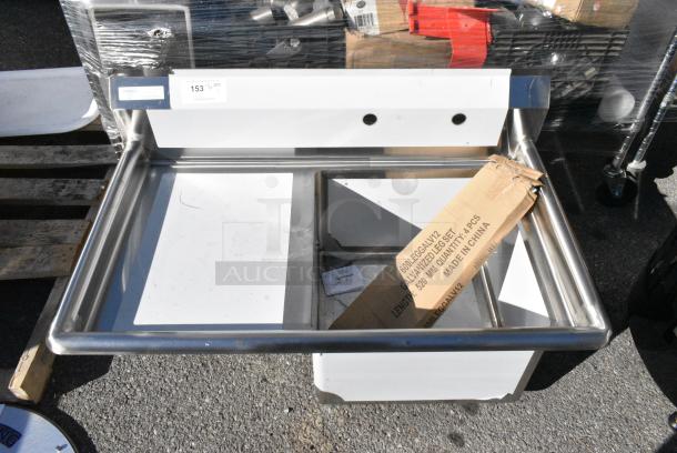 BRAND NEW SCRATCH AND DENT! Steelton 522CS11818L Stainless Steel Commercial Single Bay Sink w/ Left Side Drain Board. - Image 1 of 7