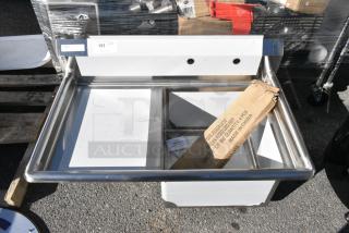 BRAND NEW SCRATCH AND DENT! Steelton 522CS11818L Stainless Steel Commercial Single Bay Sink w/ Left Side Drain Board.
