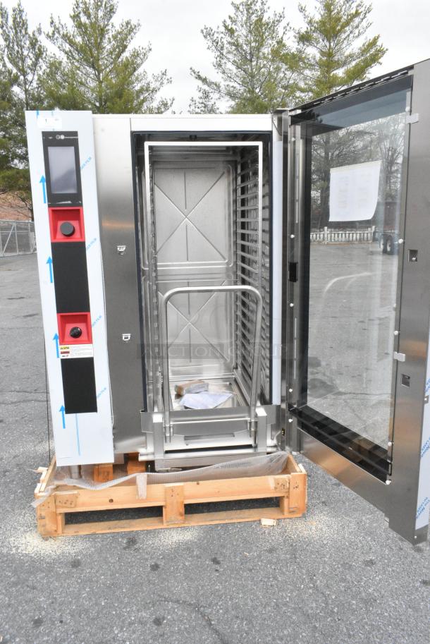BRAND NEW IN CRATE! BKI AETG202R Stainless Steel Commercial Gas Powered Roll In Rack Combi Convection Oven w/ Metal Pan Rack. - Image 2 of 12