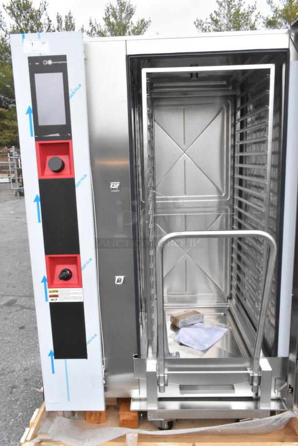 BRAND NEW IN CRATE! BKI AETG202R Stainless Steel Commercial Gas Powered Roll In Rack Combi Convection Oven w/ Metal Pan Rack. - Image 3 of 12