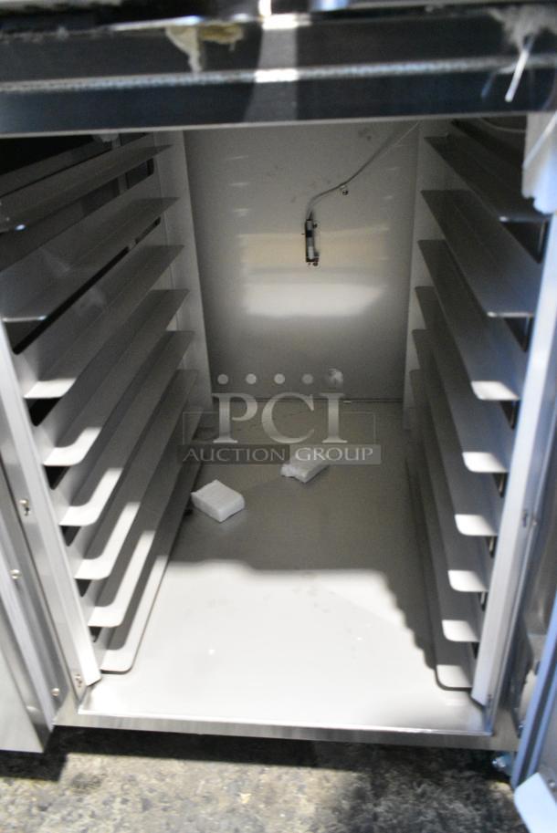 BRAND NEW SCRATCH AND DENT! Baxter OV310E Stainless Steel Commercial Floor Style Electric Powered Mini Rotating Rack Oven on 2 Door Proofer w/ Commercial Casters. - Image 6 of 8