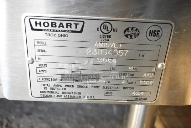 BRAND NEW SCRATCH AND DENT! Hobart AM15VL1 Stainless Steel Commercial Straight Pass Through Dishwasher. 208-240 Volts, 3 Phase. - Image 9 of 9