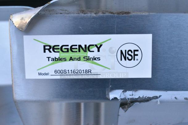 BRAND NEW SCRATCH AND DENT! Regency 600S1162018R Stainless Steel Single Bay Sink w/ Right Side Drain Board. Bay 16x20x12. Drain Board 16x22 - Image 7 of 7