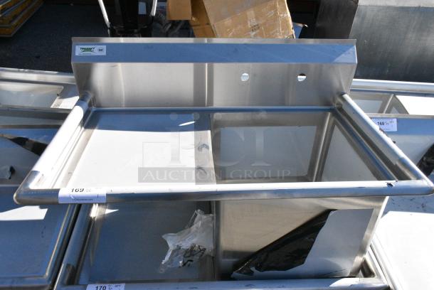 BRAND NEW SCRATCH AND DENT! Regency 600S1181818L Stainless Steel Single Bay Sink w/ Left Side Drain Board. No Legs. Bay 18x18x14. Drain Boards 16x20 - Image 1 of 5