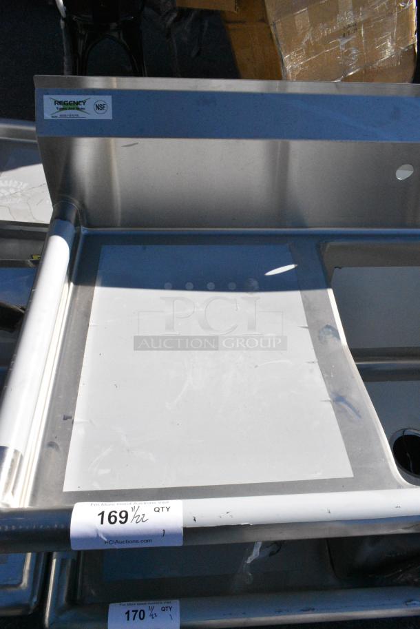 BRAND NEW SCRATCH AND DENT! Regency 600S1181818L Stainless Steel Single Bay Sink w/ Left Side Drain Board. No Legs. Bay 18x18x14. Drain Boards 16x20 - Image 3 of 5