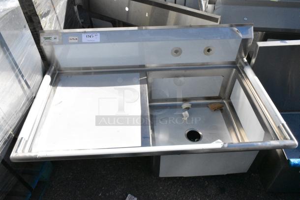 BRAND NEW SCRATCH AND DENT! Regency 600S1232324L Stainless Steel Single Bay Sink w/ Left Side Drain Board. Bays 23x23x12. Drain Board 22x24 - Image 1 of 5