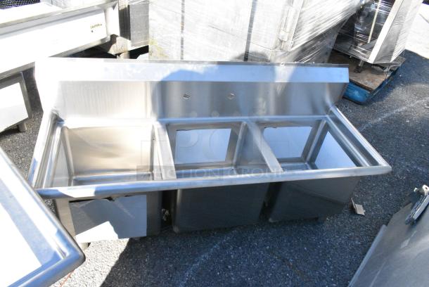 BRAND NEW SCRATCH AND DENT! Regency 600S31515 Stainless Steel 3 Bay Sink. No Legs.  Bays 15x15x12 - Image 1 of 6