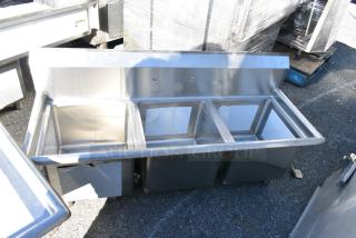 BRAND NEW SCRATCH AND DENT! Regency 600S31515 Stainless Steel 3 Bay Sink. No Legs.  Bays 15x15x12