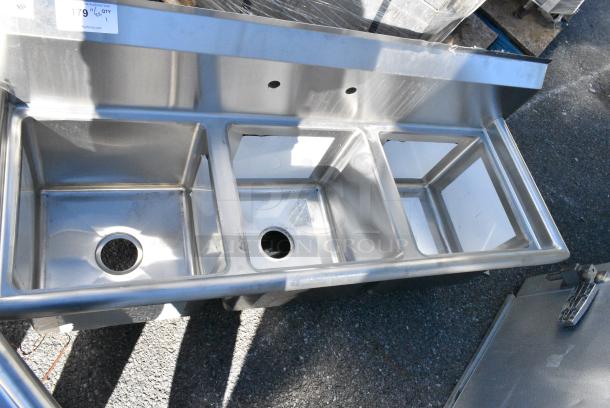 BRAND NEW SCRATCH AND DENT! Regency 600S31515 Stainless Steel 3 Bay Sink. No Legs.  Bays 15x15x12 - Image 2 of 6