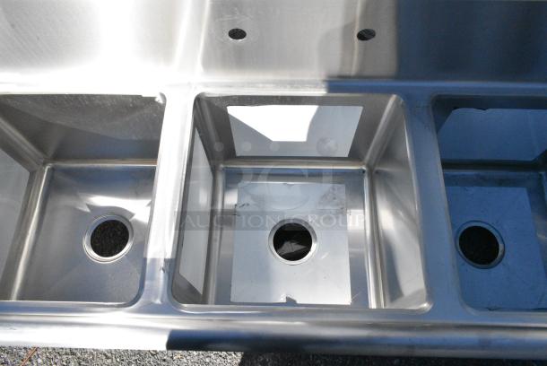 BRAND NEW SCRATCH AND DENT! Regency 600S31515 Stainless Steel 3 Bay Sink. No Legs.  Bays 15x15x12 - Image 4 of 6