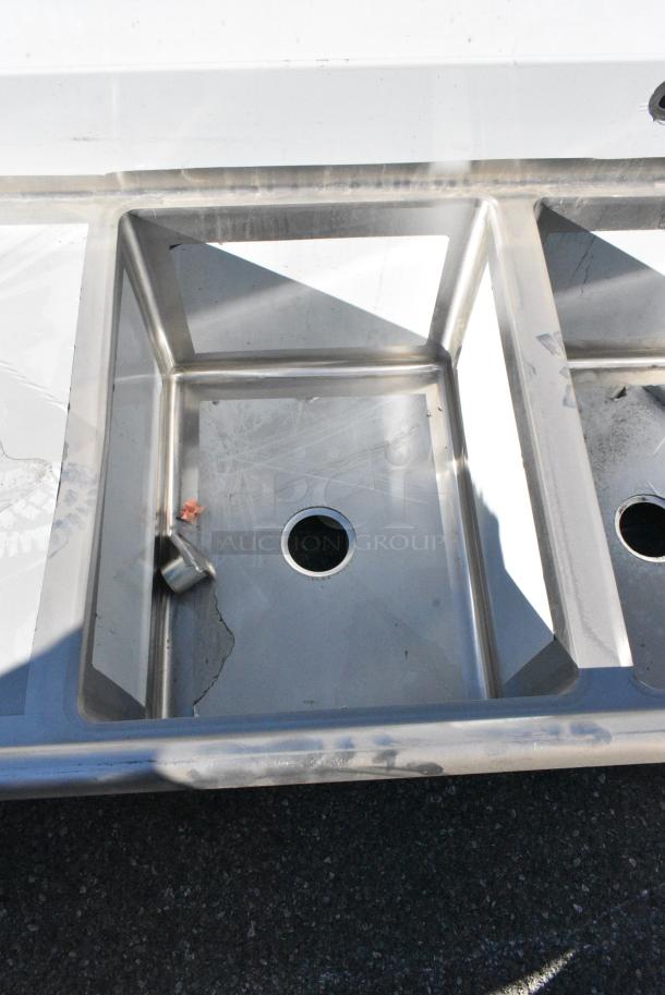 BRAND NEW SCRATCH AND DENT! Regency 600S31824218 Stainless Steel 3 Bay Sink w/ Dual Drain Boards. No Legs. Bays 18x24x14. Drain Boards 16x25 - Image 4 of 8