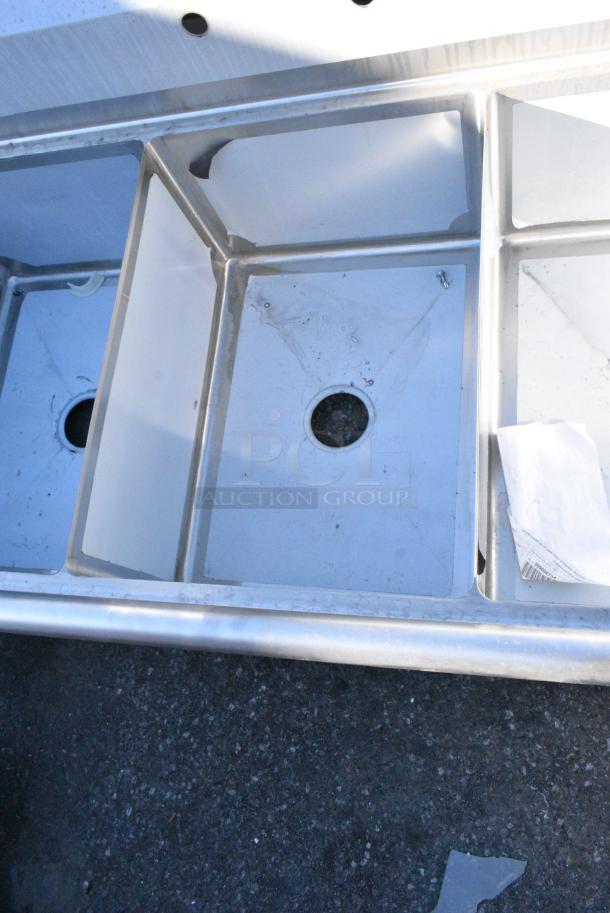 BRAND NEW SCRATCH AND DENT! Steelton 522CS31824LR Stainless Steel 3 Bay Sink w/ Dual Drain Board. No Legs. Bays 18x24x12. Drain Board 16x25 - Image 5 of 8