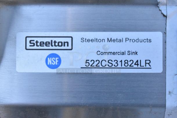 BRAND NEW SCRATCH AND DENT! Steelton 522CS31824LR Stainless Steel 3 Bay Sink w/ Dual Drain Board. No Legs. Bays 18x24x12. Drain Board 16x25 - Image 8 of 8