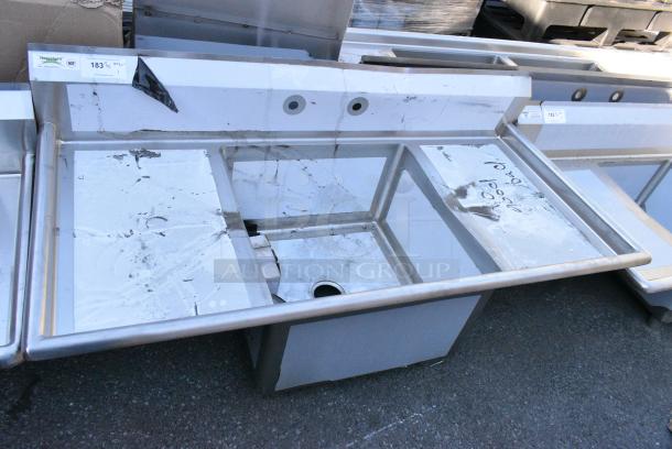 BRAND NEW SCRATCH AND DENT! Regency 600S12424218 Stainless Steel Single Bay Sink w/ Dual Drain Board. No Legs. Bays 60x28x26.5. Drain Board 16x25 - Image 1 of 6