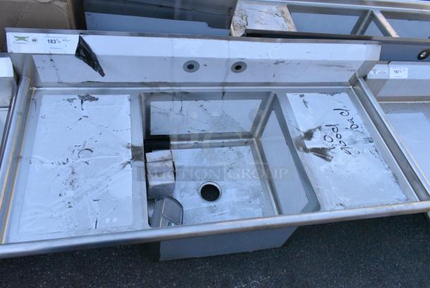 BRAND NEW SCRATCH AND DENT! Regency 600S12424218 Stainless Steel Single Bay Sink w/ Dual Drain Board. No Legs. Bays 60x28x26.5. Drain Board 16x25 - Image 2 of 6