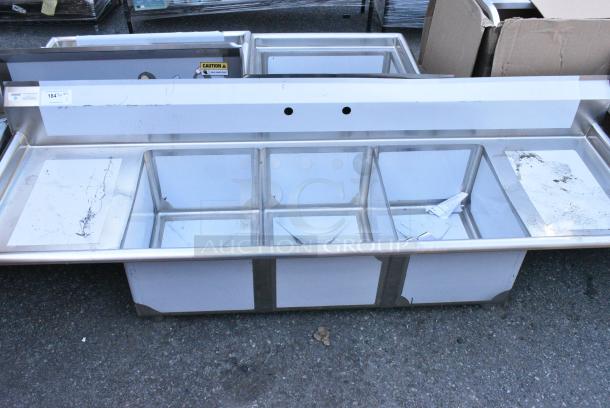 BRAND NEW SCRATCH AND DENT! Steelton 522CS31620LR Stainless Steel 3 Bay Sink w/ Dual Drain Board. No Legs. Bays 16x20x12. Drain Board 16x22 - Image 2 of 8