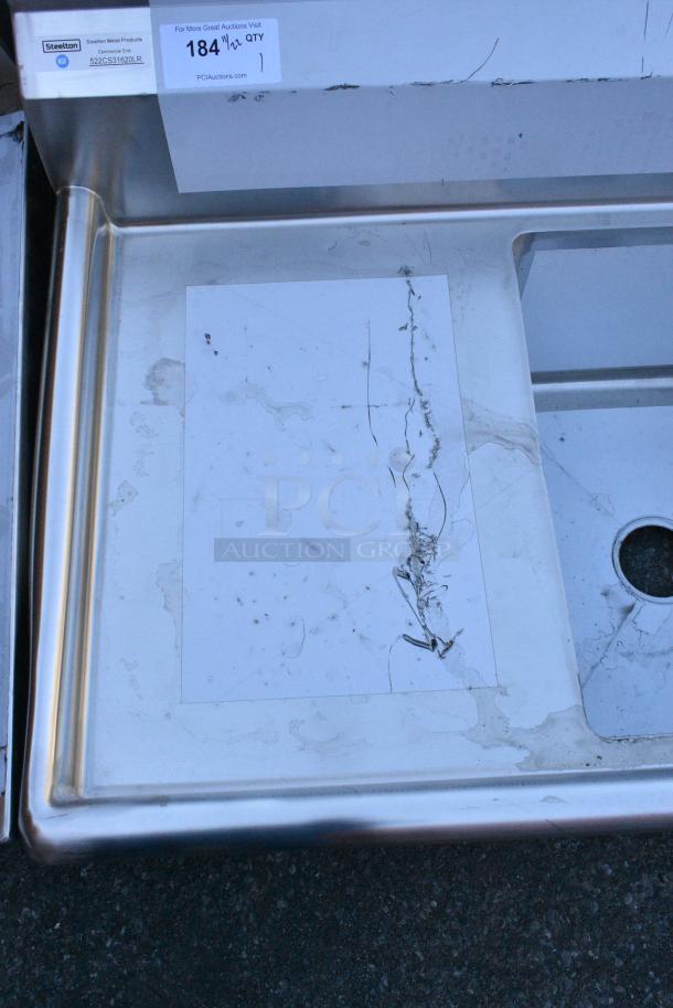 BRAND NEW SCRATCH AND DENT! Steelton 522CS31620LR Stainless Steel 3 Bay Sink w/ Dual Drain Board. No Legs. Bays 16x20x12. Drain Board 16x22 - Image 7 of 8
