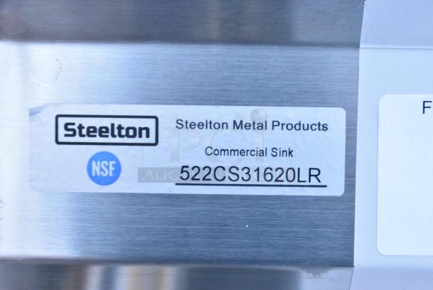BRAND NEW SCRATCH AND DENT! Steelton 522CS31620LR Stainless Steel 3 Bay Sink w/ Dual Drain Board. No Legs. Bays 16x20x12. Drain Board 16x22 - Image 8 of 8
