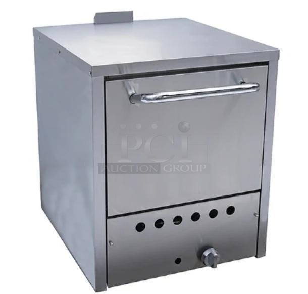BRAND NEW SCRATCH AND DENT! RGR24P19 Stainless Steel Commercial Countertop Natural Gas Powered Pizza Oven w/ Cooking Stones. 32,000 BTU. - Image 1 of 8