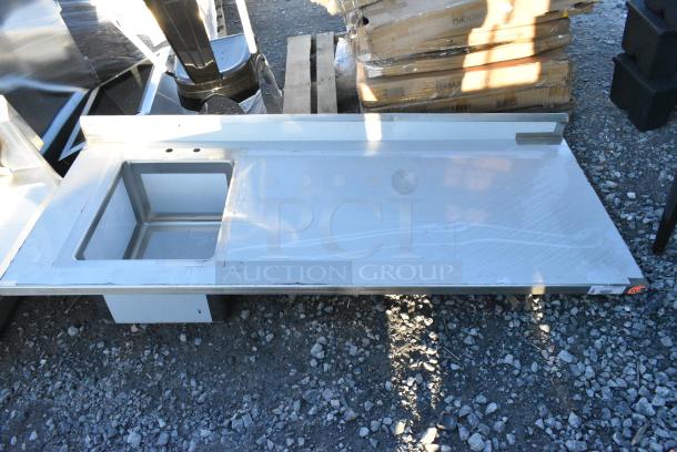 BRAND NEW SCRATCH AND DENT! Regency 600ST3072L 30" x 72" 16 Gauge Stainless Steel Work Table with Sink. No Legs - Image 1 of 5