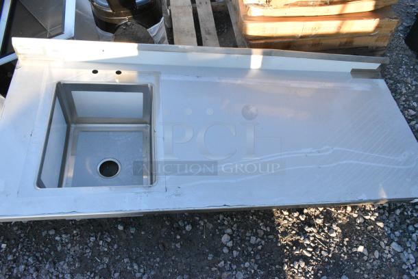 BRAND NEW SCRATCH AND DENT! Regency 600ST3072L 30" x 72" 16 Gauge Stainless Steel Work Table with Sink. No Legs - Image 4 of 5