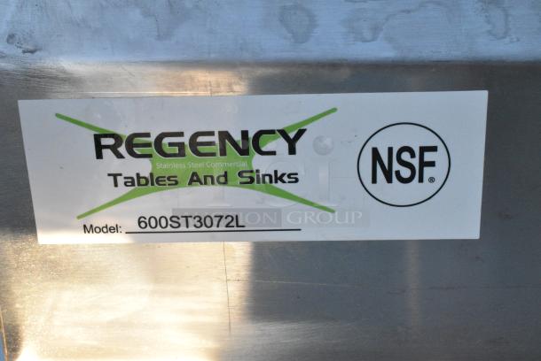 BRAND NEW SCRATCH AND DENT! Regency 600ST3072L 30" x 72" 16 Gauge Stainless Steel Work Table with Sink. No Legs - Image 5 of 5