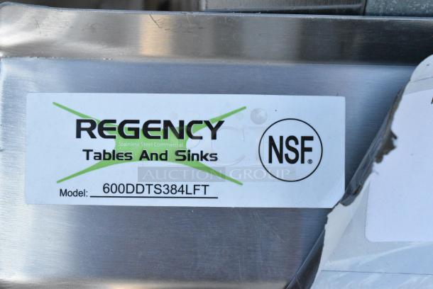 BRAND NEW SCRATCH AND DENT! Regency 600DDTS384LFT 16-Gauge 7' Soiled / Dirty Dish Table with 3-Compartment Sink - 16" x 20" x 14" Bowls - Left Drainboard. No Legs. - Image 5 of 5