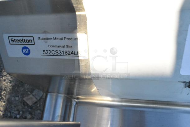 BRAND NEW SCRATCH AND DENT! Steelton 522CS31824LR 90" 18-Gauge Stainless Steel Three Compartment Commercial Sink with 2 Drainboards - 18" x 24" x 12" Bowls. No Legs. - Image 5 of 5