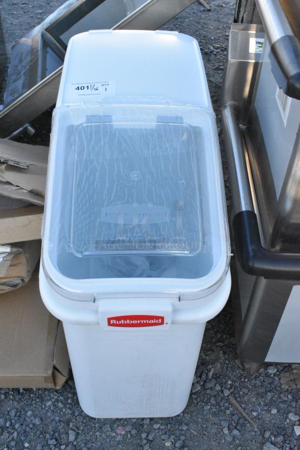 BRAND NEW SCRATCH AND DENT! Rubbermaid White Poly Ingredient Bin on Commercial Casters. - Image 1 of 5