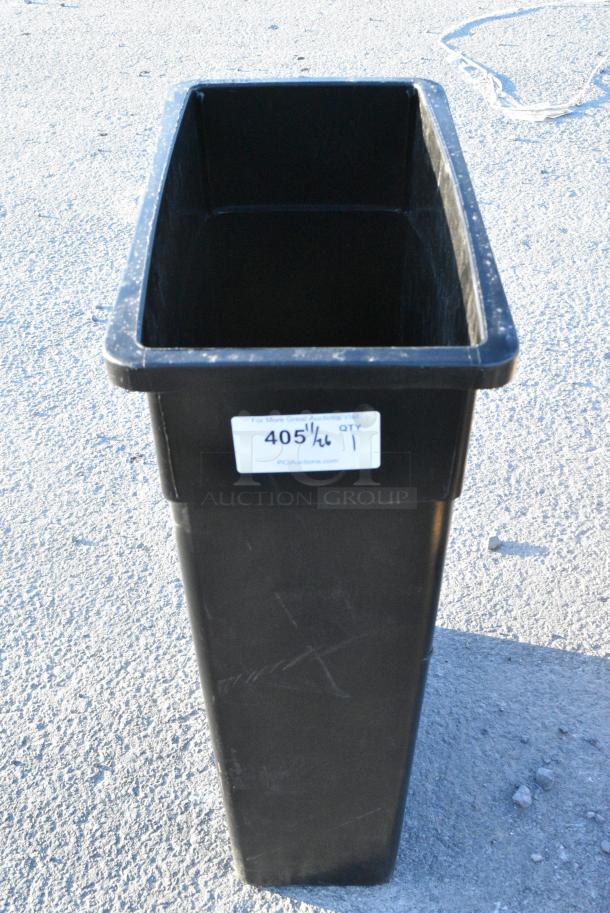 BRAND NEW SCRATCH AND DENT! Black Poly Slim Jim Trash Can - Image 1 of 2