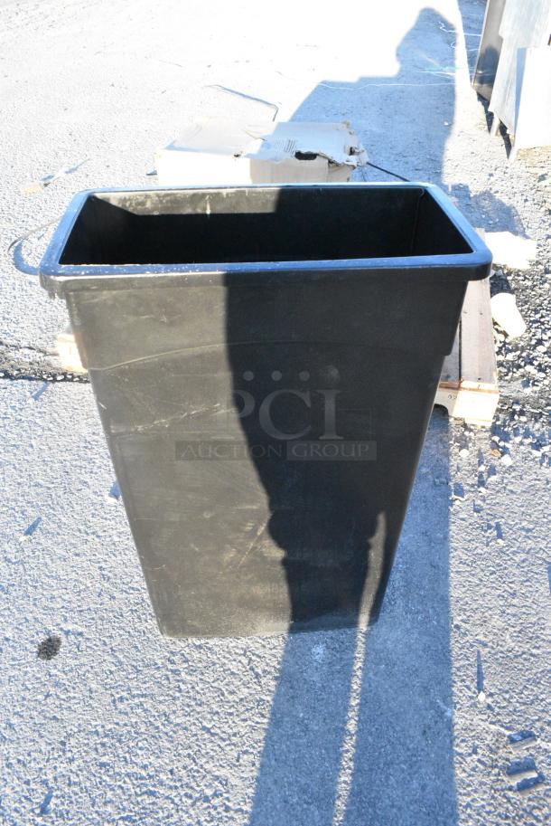BRAND NEW SCRATCH AND DENT! Black Poly Slim Jim Trash Can - Image 2 of 2