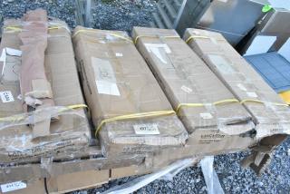 4 BRAND NEW SCRATCH AND DENT! Boxes of 2 Lancaster Table & Seating 164CRSS Stainless Steel 40" Crown Top Rope-Style Crowd Control/ Guidance Stanchion. 4 Times Your Bid!