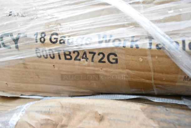 BRAND NEW SCRATCH AND DENT! Regency 600TB2472G 24" x 72" 18-Gauge 304 Stainless Steel Commercial Work Table with 4" Backsplash and Galvanized Undershelf. May Be Missing Pieces. - Image 2 of 2