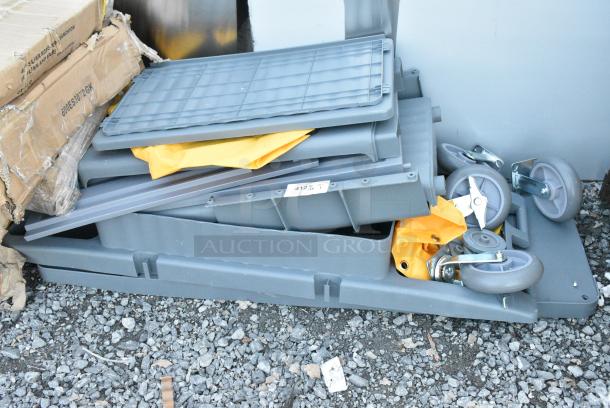 BRAND NEW SCRATCH AND DENT! Lavex Gray Poly Custodial Cart. May Be Missing Pieces. - Image 1 of 3