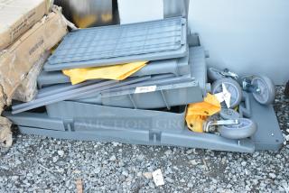 BRAND NEW SCRATCH AND DENT! Lavex Gray Poly Custodial Cart. May Be Missing Pieces.