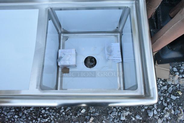 BRAND NEW SCRATCH AND DENT! Steelton 522CS11818L 38 3/4" 18-Gauge Stainless Steel One Compartment Commercial Sink with Left Drainboard - 18" x 18" x 12" Bowl. No Legs. - Image 2 of 4