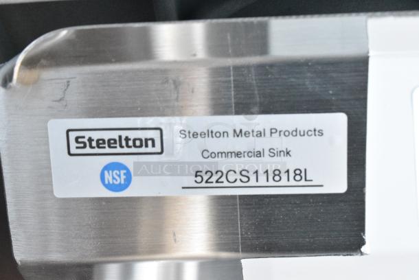 BRAND NEW SCRATCH AND DENT! Steelton 522CS11818L 38 3/4" 18-Gauge Stainless Steel One Compartment Commercial Sink with Left Drainboard - 18" x 18" x 12" Bowl. No Legs. - Image 4 of 4