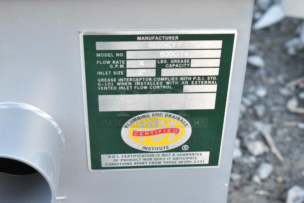 BRAND NEW SCRATCH AND DENT! Regency 600GT4 8 lb. 4 GPM Grease Trap with 2" Non-Threaded Connections - Image 3 of 3