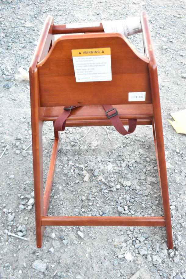 BRAND NEW SCRATCH AND DENT! Lancaster Table & Seating 164WHCASMA Standard Height Wooden High Chair with Mahogany Finish - Assembled - Image 2 of 3