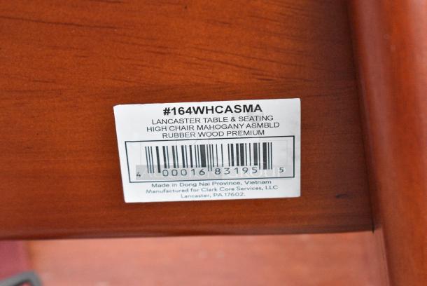 BRAND NEW SCRATCH AND DENT! Lancaster Table & Seating 164WHCASMA Standard Height Wooden High Chair with Mahogany Finish - Assembled - Image 3 of 3