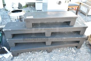 4 BRAND NEW SCRATCH AND DENT! Black Dunnage Rack. Includes 59x12x8, 36x12x8. 4 Times Your Bid!