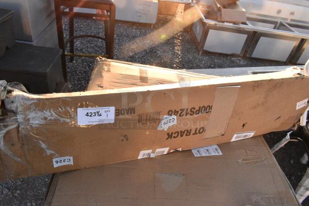 BRAND NEW SCRATCH AND DENT! Regency 600PS1248 12" x 48" Stainless Steel Wall Mounted Pot Rack with Shelf and 18 Galvanized Hooks. May Be Missing Pieces. Stock Picture Used - Image 2 of 3