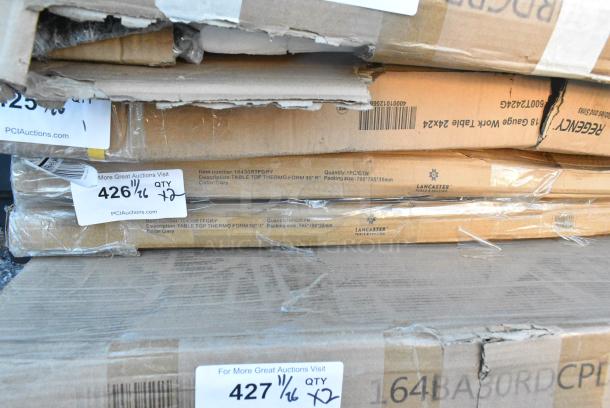 2 BRAND NEW SCRATCH AND DENT! Lancaster Table & Seating 16430RTFGRY 30" Round Thermo-Formed MDF Table Top with Gray Wood Finish. May Be Missing Pieces. 2 Times Your Bid! - Image 1 of 2