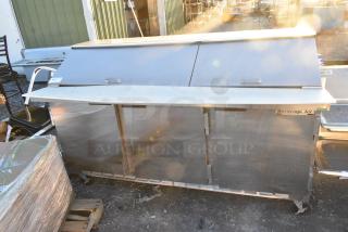Beverage Air SP72-30M Stainless Steel Commercial Sandwich Salad Prep Table Bain Marie Mega Top on Commercial Casters. 115 Volts, 1 Phase.
