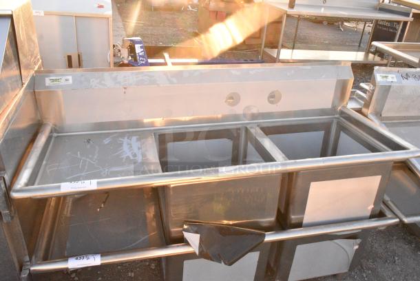 BRAND NEW SCRATCH AND DENT! Regency 600S2171718L Stainless Steel 2 Bay Sink w/ Left Side Drain Board. No Legs. - Image 1 of 4