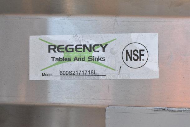 BRAND NEW SCRATCH AND DENT! Regency 600S2171718L Stainless Steel 2 Bay Sink w/ Left Side Drain Board. No Legs. - Image 4 of 4