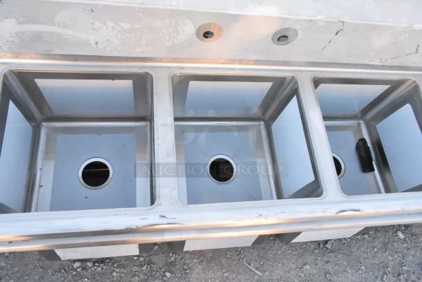 BRAND NEW SCRATCH AND DENT! Regency 600S31515215 Stainless Steel 3 Bay Sink w/ Dual Drain Board. No Legs. - Image 2 of 6