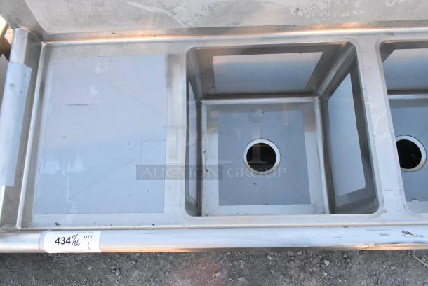 BRAND NEW SCRATCH AND DENT! Regency 600S31515215 Stainless Steel 3 Bay Sink w/ Dual Drain Board. No Legs. - Image 3 of 6