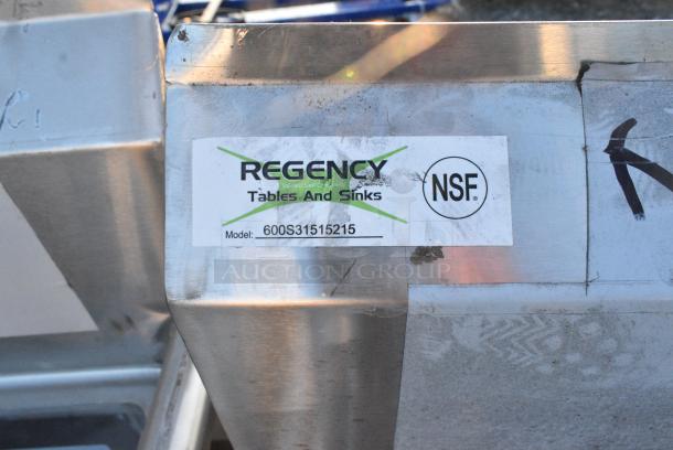 BRAND NEW SCRATCH AND DENT! Regency 600S31515215 Stainless Steel 3 Bay Sink w/ Dual Drain Board. No Legs. - Image 6 of 6