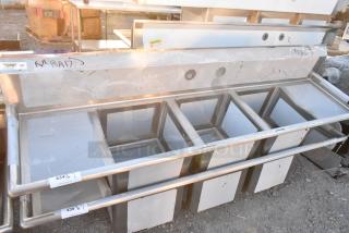 BRAND NEW SCRATCH AND DENT! Regency 600S31515215 Stainless Steel 3 Bay Sink w/ Dual Drain Board. No Legs.